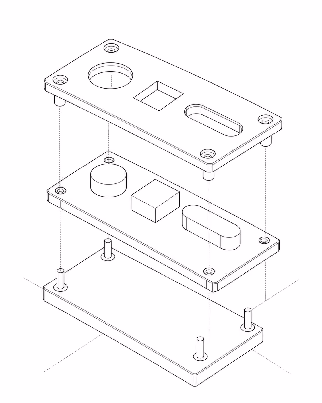 Acceptance: an isometric diagram drawn in hairlines.